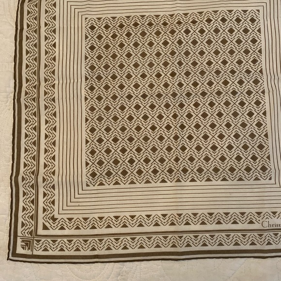Vintage Christian Dior small square cotton scarf handkerchief - Picture 5 of 12